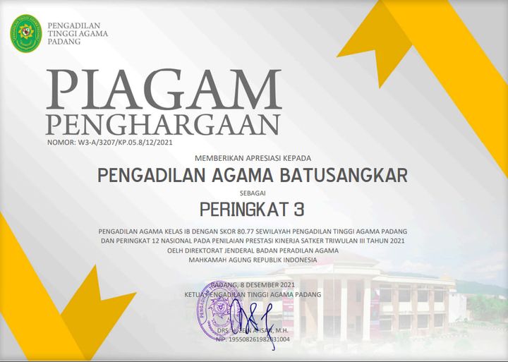 piagam juara III Triwulan