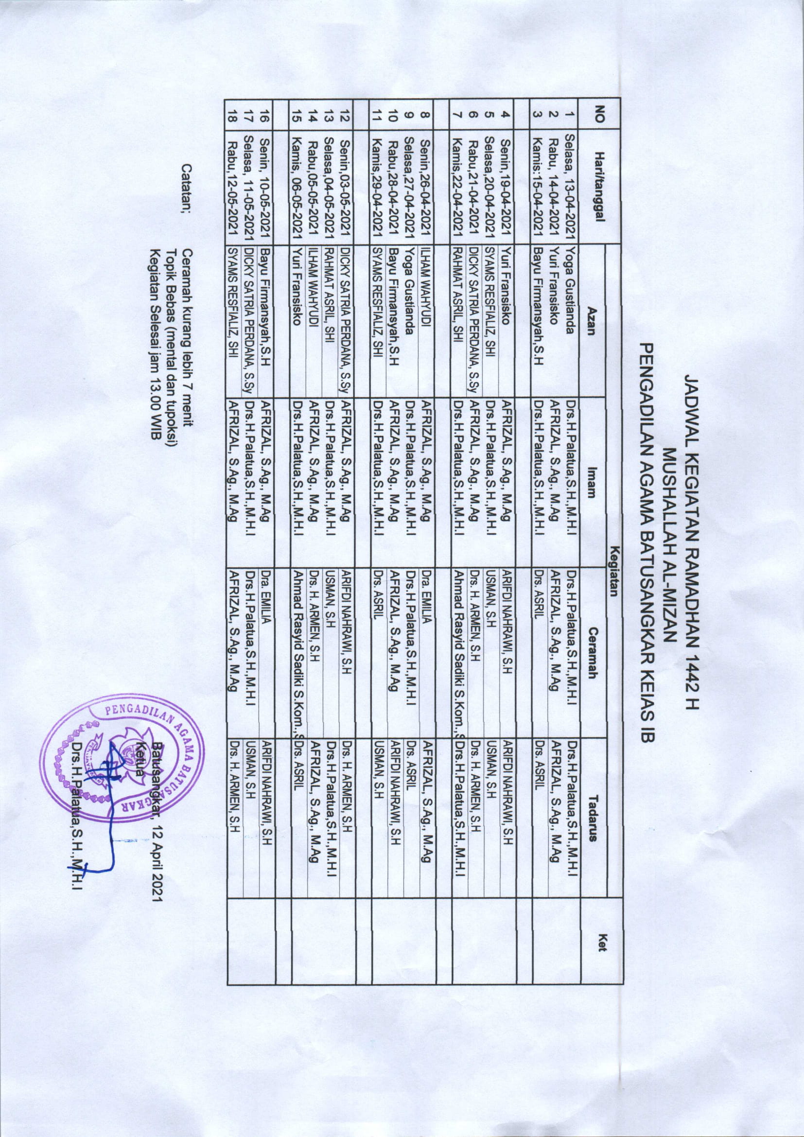 jadwal ramadhan 1
